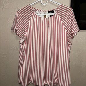 Liz Claiborne Women's White and Pink Striped with Bubble Hem